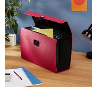 Caja de documentos Ibzoa® con 19 compartimentos, color fucsia, para formatos A4 y C4, dimensiones 120 x 388 x 250 mm, fabricada en tablero de fibra resistente, con cierre de botón a presión