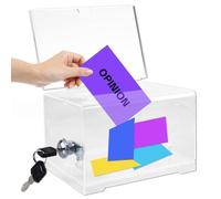 Caja de donación acrílica Urna con cerradura Hucha con llave Caja de sugerencias transparente 18,5 x 10,3 x 11,5 cm