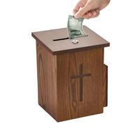 Caja de donación - Caja de madera con cerradura, contenedor de colección de caridad de ranura segura con diseño de cruz, unidad de almacenamiento de recaudación de fondos, organizador de donaciones de