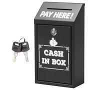 Caja de Donación de Metal,Caja de Sugerencias Buzón de Llaves para Exterior Caja de Recogida de Donaciones con Cerradura Llave y Ranura Superior,Buzón Montado en la Pared Caja de Sugerencias (Negro)