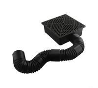 Caja de drenaje plana de PVC con tubo flexible de 9,05 x 9,05 pulgadas para drenaje subterráneo de aguas pluviales de color negro, longitud de 41,7 cm a 1,55 m