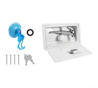 Caja de ducha portátil para exteriores con interruptor de agua fría caliente, manguera retráctil para camping, remolque, jardín, patio, estación de lavado de perros, color blanco, 10.5 x 6.2 x 3.2