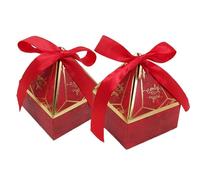 Caja de dulces papel bronceado con cinta, embalaje Chocolate for bodas, suministros for eventos y fiestas, torre, 25/50 Uds(Red,50pcs)
