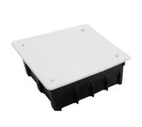 Caja de empalme cuadrada 100x100x50mm, fabricada en material resistente, ideal para conexiones eléctricas y distribución segura de circuitos.