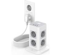 Caja de enchufes universales con protección contra sobrecarga, cable de extensión y disyuntor, para uso doméstico, 3600 vatios, 16 amperios.
