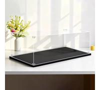 Caja de exhibición acrílica para coleccionables, estuche rectangular a prueba de polvo, organizador de almacenamiento con base negra, ideal para artículos de 8 a 20 pulgadas de ancho, vitrina de