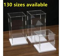Caja de exhibición de acrílico con base blanca, caja de plástico, caja de almacenamiento cúbica, pequeña caja transparente para montar, expositor a prueba de polvo, para coleccionables, 1 ud. 40x25cm
