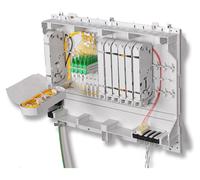 Caja de fibra óptica CORNING BAT(X), color gris, con cerradura EMKA