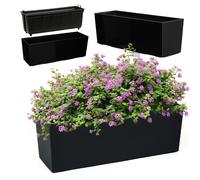 KADAX Jardinera de 18,5 x 56 cm, diseño liso, negro, con inserto, resistente a la intemperie, para balcón y exterior