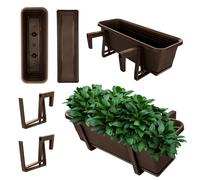 Caja de flores KADAX con soporte y asas, marrón, 50 cm
