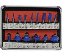 Caja de fresas de ranura en V HM, modelo 973CT15A, 15 piezas, con vástago de 8 mm, marca FISCH-TOOLS