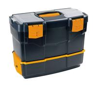 Caja de herramientas 42x22x34 cm, con 2 organizadores + bandeja + compartimento para herramientas eléctricas