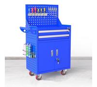 Caja de herramientas con cajón con cerradura, carrito utilitario para garaje, taller y organización de almacenamiento con placa colgante y ganchos