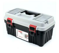 Caja de herramientas con portaherramientas, mango ergonómico, tapa ro
