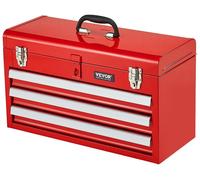 Caja de herramientas de metal VEVOR, 52,1 cm, caja de herramientas de metal portátil, caja de herramientas pequeña, organizador de herramientas multiusos con revestimiento de polvo, color rojo