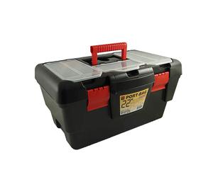 Caja de Herramientas Grande 55 cm 22" con Bandeja Interior y 6 Compartimentos Organizadores en la Tapa. Contenedor de tornillos, arandelas, clavos, tuercas, brocas. tacos, grapas, aparejos de pesca