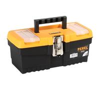 Perel Caja de herramientas 6,8 litros compacta - bandeja extraíble, 2 organizadores, negro/naranja