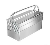 Caja de herramientas plegable de acero inoxidable, caja voladiza de doble capa resistente, organizador de herramientas de metal portátil para reparación de garaje en casa, baúl de almacenamiento