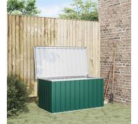 Caja de jardín impermeable, tamaño XXL, de metal. Caja de almacenamiento, caja para cojines y almohadones, caja de herramientas, baúl de jardín. Color: verde metalizado. Dimensiones: 129 x 67 x 65 cm