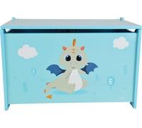 Caja de juguetes, diseño "LEÓN EL DRAGÓN", madera, 40 x 58 x 36 cm, azul