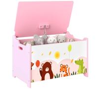 Caja de Juguetes para Niños AIYAPLAY con Tapa Abatible, Caja de Almacenamiento Infantil con Bisagras de Seguridad, Rosa
