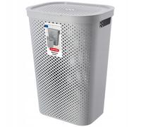 Curver Cesta de ropa Infinity 59 L Hamper Dots con tapa y asas Gris