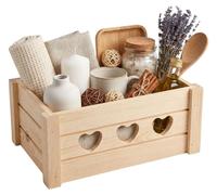 Caja de madera con forma de corazón, cesta de regalo de 31,5 x 21,5 x 13,3 cm