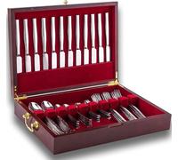 Caja de madera para cubiertos, sin cubiertos incluidos. Caja para guardar cubiertos de plata. Maletín para cubiertos con asa y forrado de fieltro. Caja para guardar cubiertos para 12 servicios