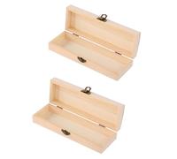 Caja de Madera para Papelería 2 Unidades Estuche Grande 21X7X38 CM sin Pintar para Bricolaje Multifuncional para Bolígrafos y Útiles Escolares Color Madera Natural
