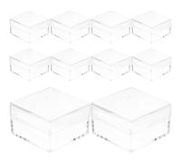 Caja de Muestras Transparente Cuadrada Mini, 10 Piezas de Plástico