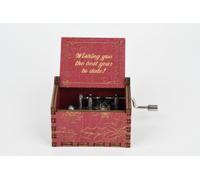 Caja de música de madera con manivela, diseño de rompecabezas, color rojo, 6,3 x 5 x 3,7 cm