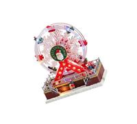 Caja de música de mesa de Navidad con luces, decoración de interior para estante de chimenea, ventana o entrada, caja musical, giratoria, rueda de noria de música de Navidad, decoración de mesa