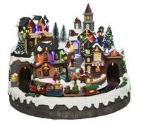 Caja de música navideña con tren con estación de efectos luminosos y movimiento 42 cm - L40,50 -W40,50 - H31,00 cm-37 LED - Selección de papelería Varzi desde 1956
