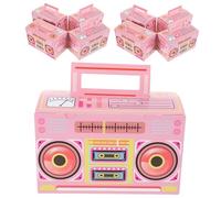 Caja de Obsequio Retro Tipo Casete Rosa de Papel, 12 Piezas
