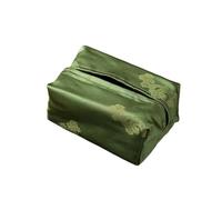 Caja de pañuelos Caja de pañuelos tela, soporte estilo chino, bolsa organizadora decorativa papel Facial con estampado Floral Retro Soporte para decoración de habitaciones(Green)