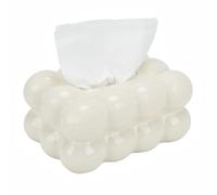 Caja de pañuelos de cerámica, diseño moderno de burbujas, color beige | Caja decorativa para pañuelos, sala de estar y baño, oficina, idea de regalo - para pañuelos de hasta 15 × 10 × 7 cm