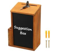Caja de propuestas de madera con cerradura con pizarra y 2 llaves, caja de donación para beneficencia, supermercado, escuela, hospital, comunidad y hogar