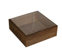 Caja de recuerdos de madera con tapa, contenedor, para bodas y Navidad, caja de estante decorativa, para decoración del hogar, organizador de almacenamiento de joyas y juegos de té (23 x 23 x 8 cm)