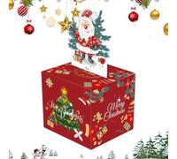 Caja de regalo de Navidad, caja de plata con cremallera - con figura de Papá Noel extraíble para regalos de cumpleaños, fiestas