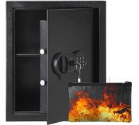 Caja de seguridad de acero con sistema de cierre doble, caja fuerte ignífuga e impermeable, con alarma, compartimento extraíble, para montaje en pared o en suelo. Ideal para guardar dinero, joyas, doc