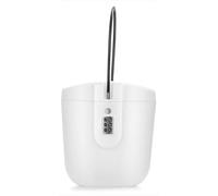 Caja de seguridad portátil con cerradura y gancho de acero desmontable, mini caja de seguridad ideal para la playa, hoteles, oficinas, vacaciones (blanca)