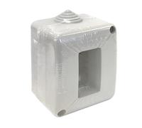 Caja de superficie 1 módulo, material duradero, diseño compacto, ideal para conexiones eléctricas y montaje en pared.