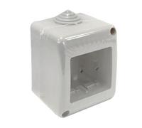 Caja de superficie de 2 módulos, fácil de instalar y con diseño funcional. Ideal para conexiones eléctricas y distribución de energía en diversos espacios.