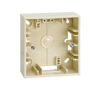 Caja de superficie marfil para 1 elemento, con diseño moderno y fácil instalación. Ideal para viviendas y oficinas, conecta dispositivos eléctricos eficientemente.