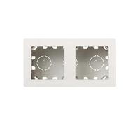 Caja de superficie para 2 elementos, serie 270, apta para instalaciones eléctricas en interiores, ideal para conectar diversos dispositivos.