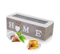 Caja de Té, Organizador de Bolsas de Té de Madera, Contenedores de Almacenamiento de Té, Caja de Colección de Paquetes de Té, Contenedor de Escritorio para Joyería, Café, Azúcar(3 Compartments)