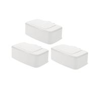 Caja de Toallitas Húmedas Pulsador, Rellenable, 3 Piezas | PP Blanco, Ligera y Portátil, para Bolsa de Pañales y Cochecito