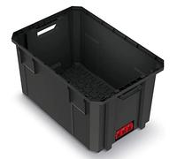 Caja de transporte para herramientas, caja modular, capacidad de carga de hasta 50 kg, plástico, color negro, 544 x 362 x 300 mm