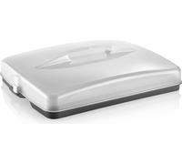 Caja de transporte rectangular para pasteles, fabricada en metal, con cierre de clip. Contenedor resistente para pasteles con tapa y asa de transporte