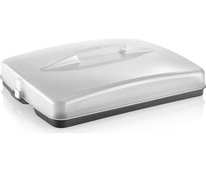 Caja de transporte rectangular para pasteles, fabricada en metal, con cierre de clip. Contenedor resistente para pasteles con tapa y asa de transporte